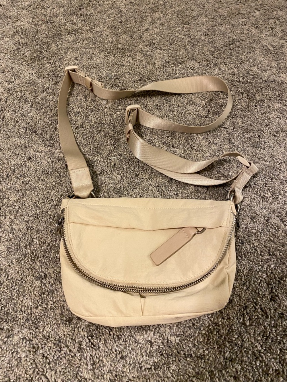 Beige Crossbody Bag - Lightweight Everyday Shoulder Bag